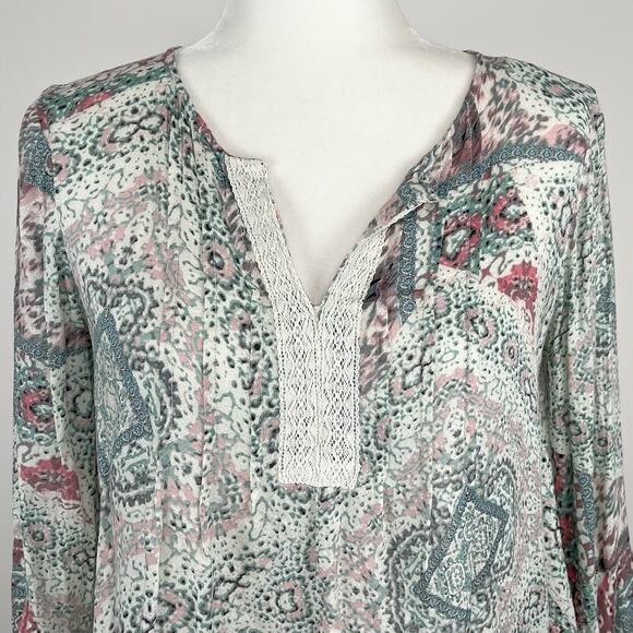 Haute Hippie Boho Peasant Patchwork Print Tunic Top XS Flowy Artsy Lagenlook - Picture 2 of 14